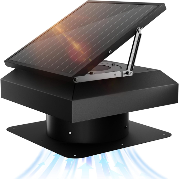 Hon&Guan 40W solar attic fan with an adjustable solar panel.