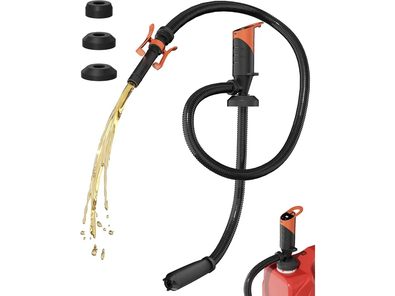 Lavendex FP001 rechargeable fuel transfer pump with hose, nozzle, and container adapters